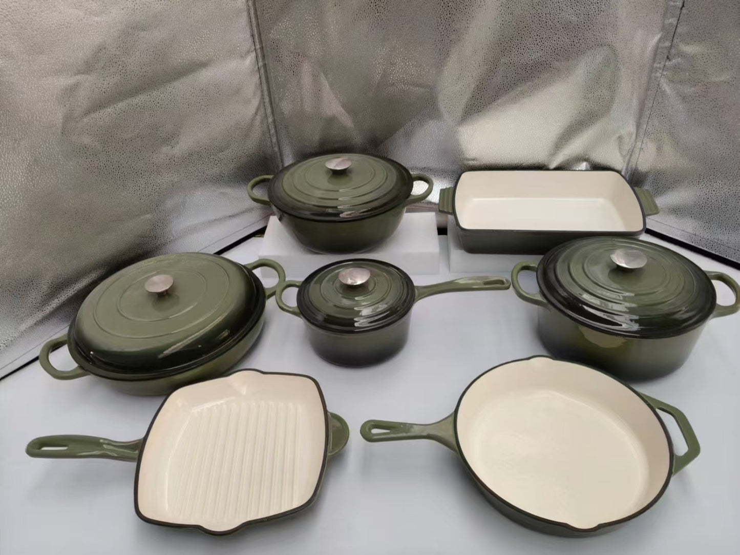 7pcs cast iron pot