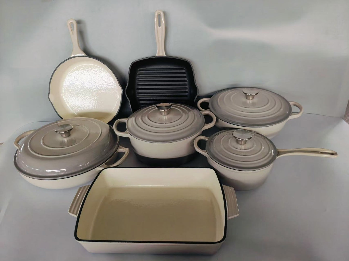 7pcs cast iron pot
