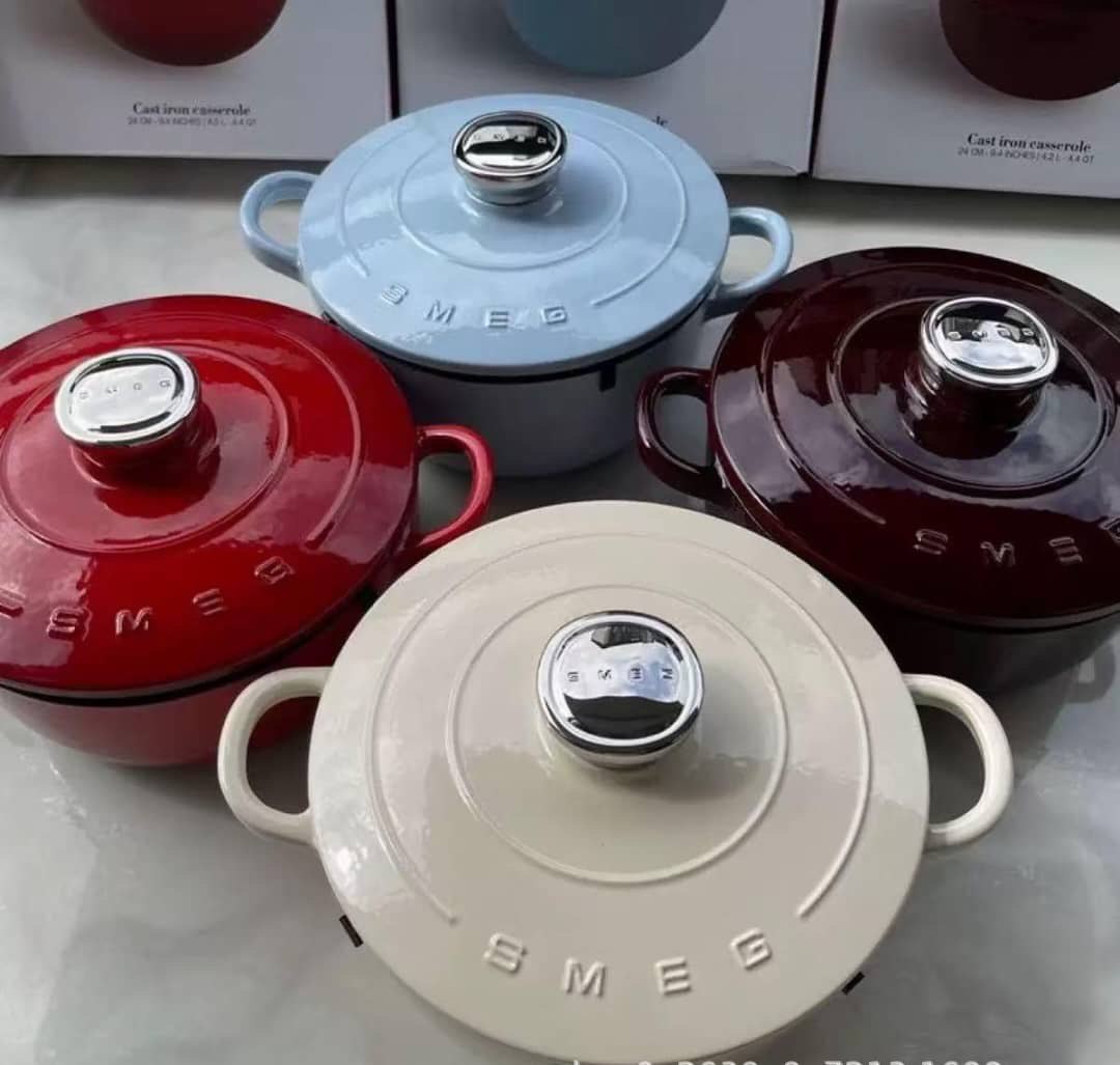 SMEG enameled double ear cast iron pot 24cm
