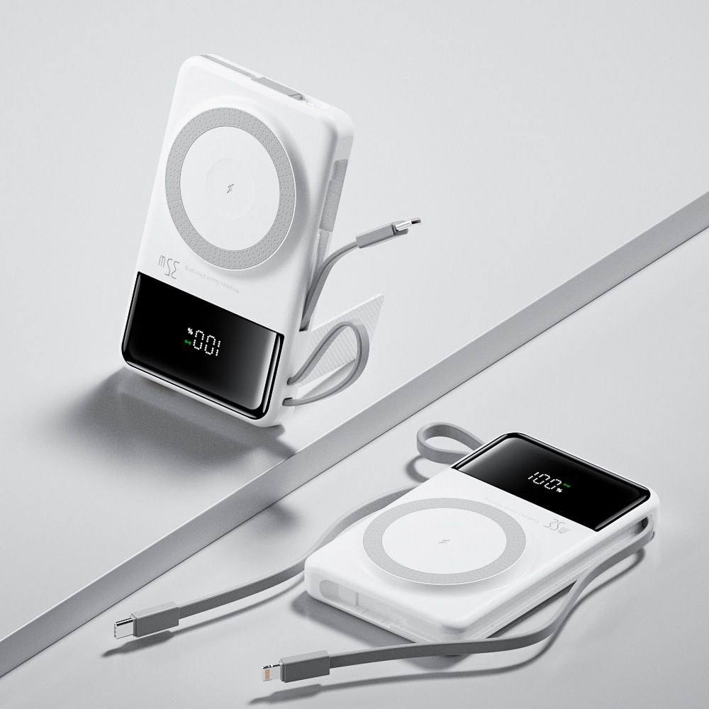 Power Bank With Cable & Wireless Charging 20000mah