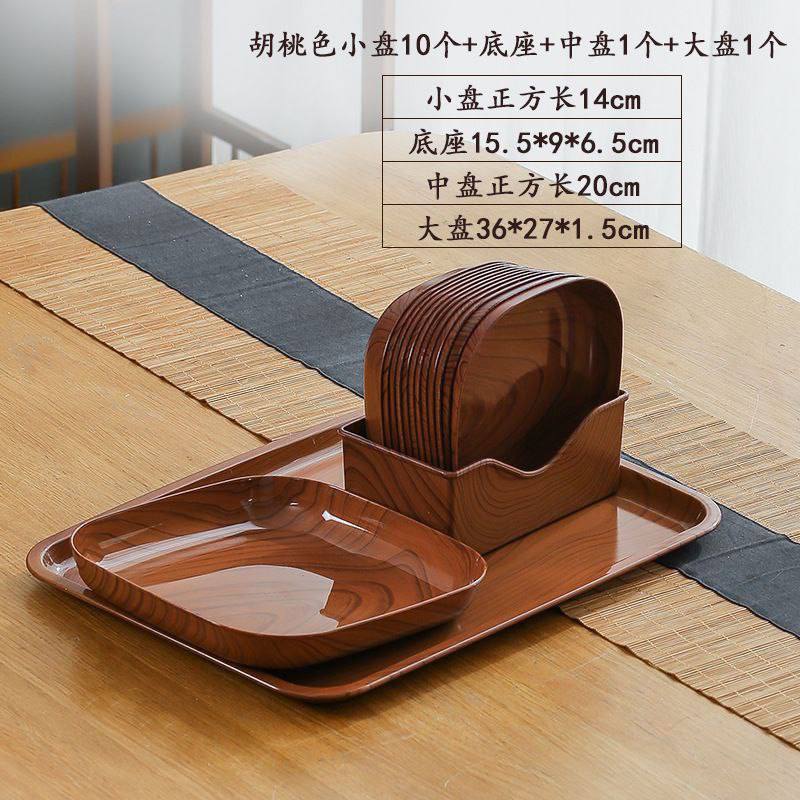 Wood Dish Plate with Tray 10pcs
