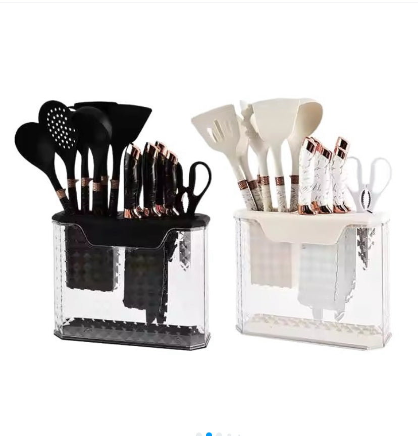 Nonstick silicone kitchenware with knife set