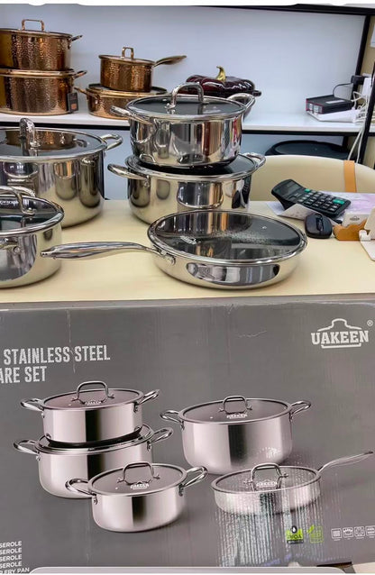10pcs Tri-ply Uakeen stainless pot (50% Down Payment)