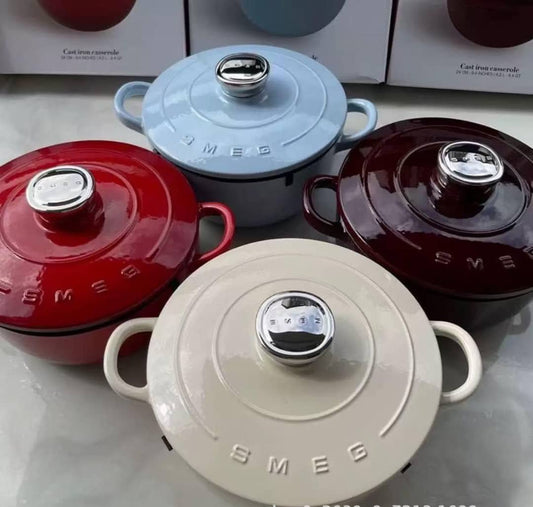 SMEG enameled double ear cast iron pot 24cm